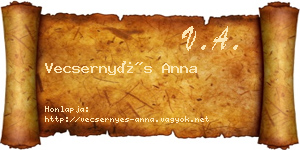 Vecsernyés Anna névjegykártya